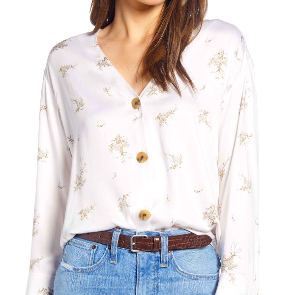 Something Navy button through blouse top